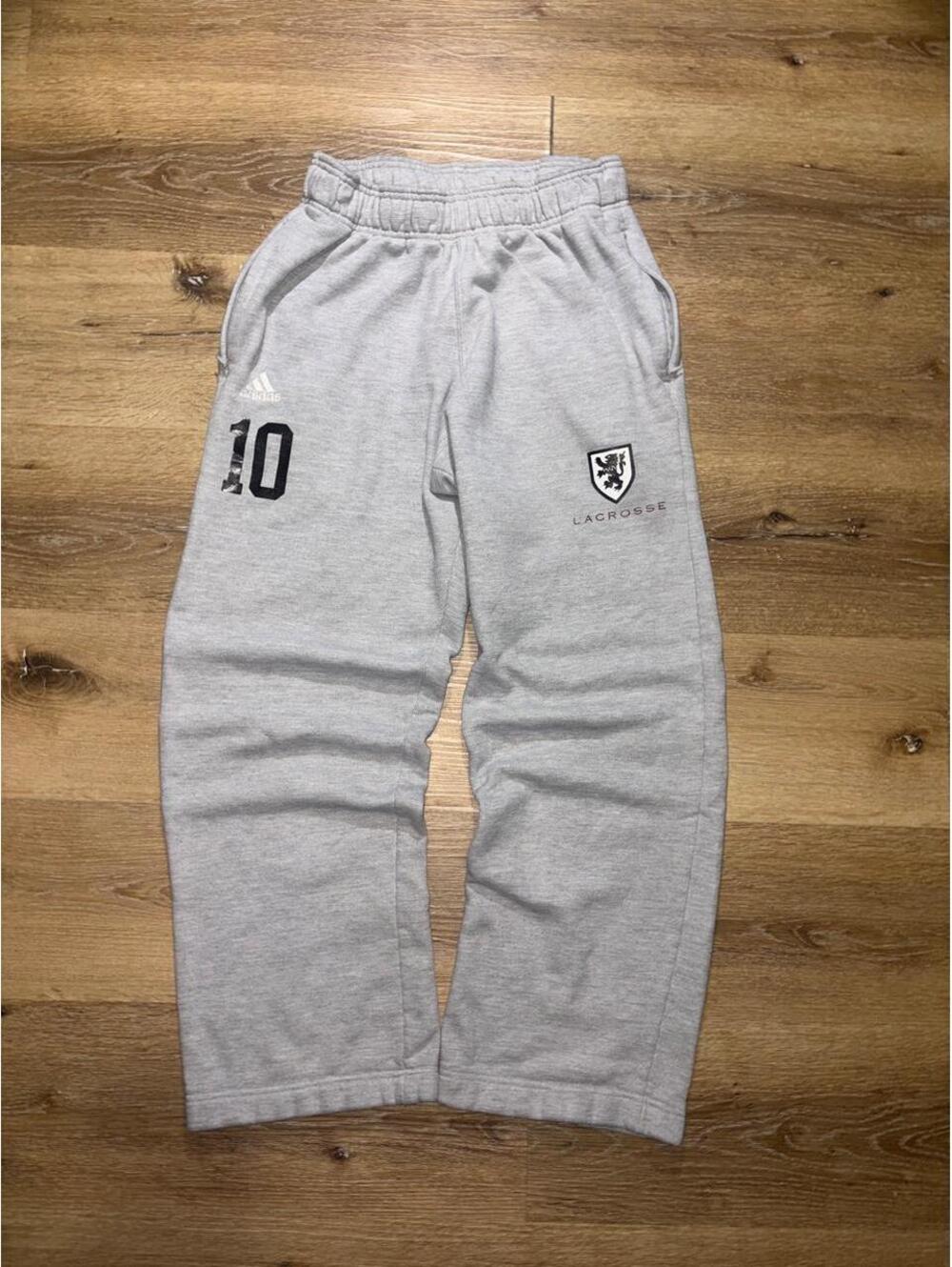Adidas Gray Lacrosse #10 Sweatpants Zipper Pockets